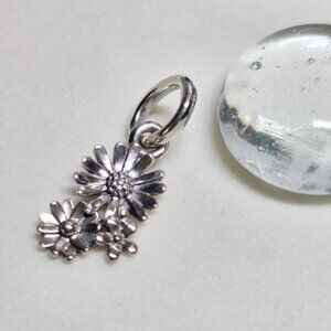Authentic Pandora Daisy Flower Bouquet Dangle Charm Sterling Silver Pendant